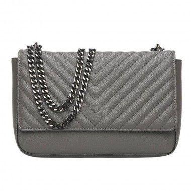 Bolsa Feminina Cinza Treliça Diamante