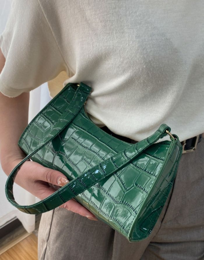 Bolsa Feminina Verde Croco Retro