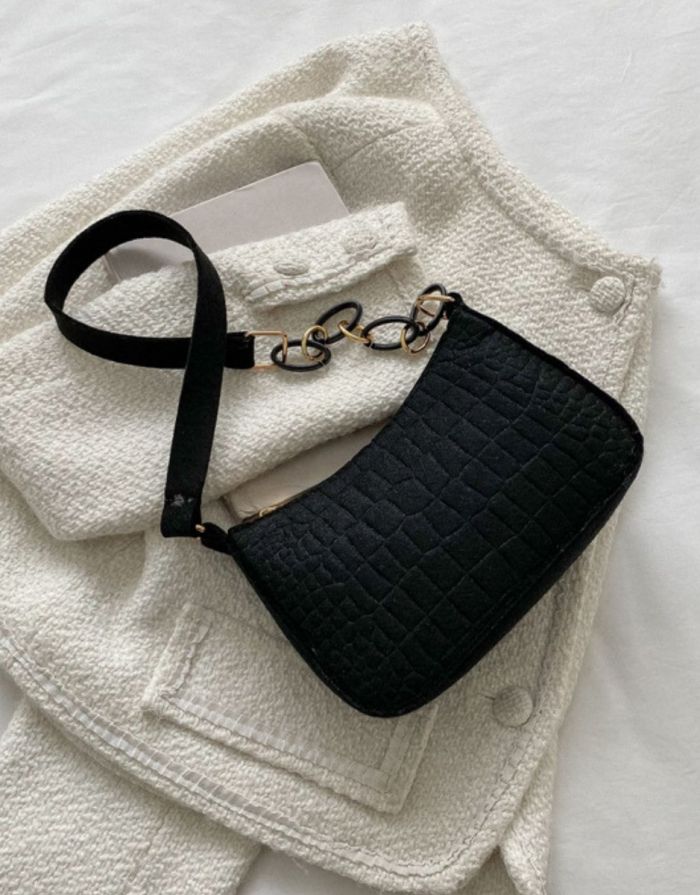 Bolsa Preta Feminina Textura Viena