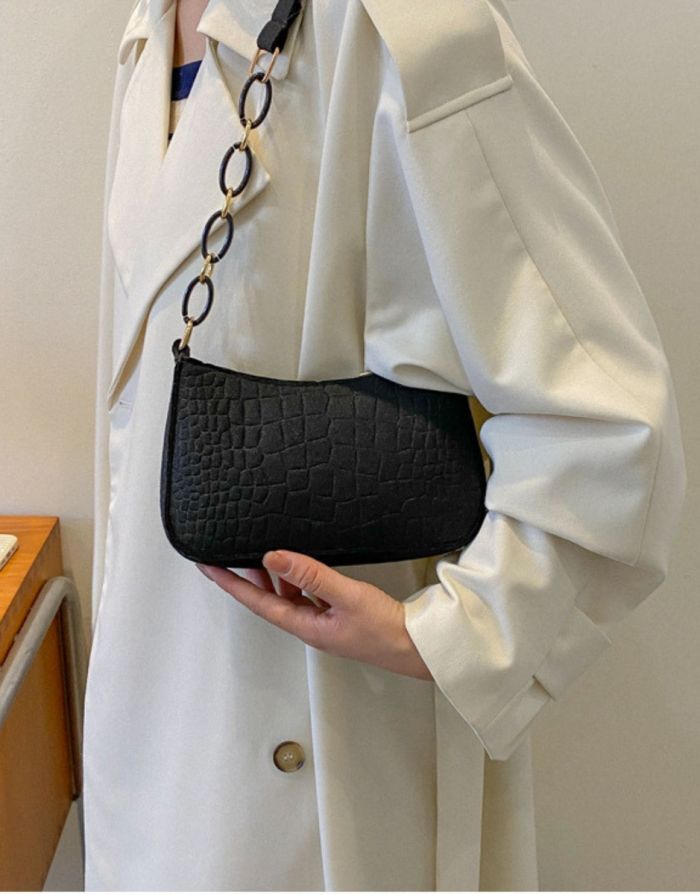 Bolsa Preta Feminina Textura Viena