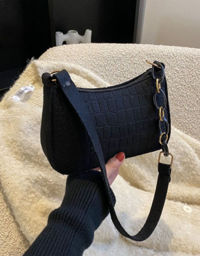 Bolsa Preta Feminina Textura Viena