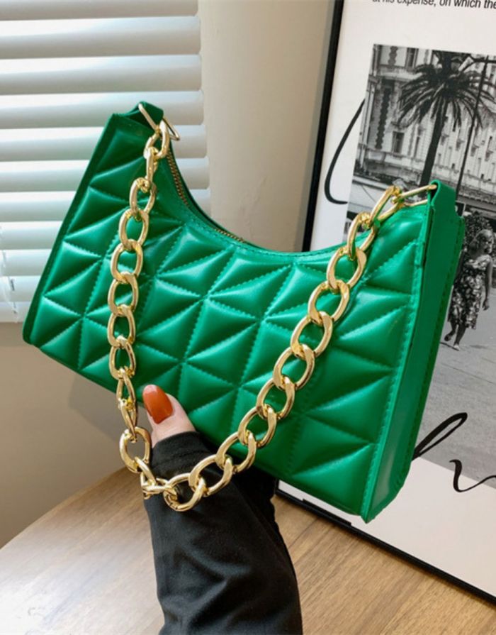 Bolsa Verde Feminina Matelassê Corrente