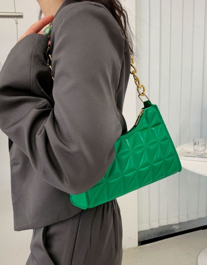 Bolsa Verde Feminina Matelassê Corrente