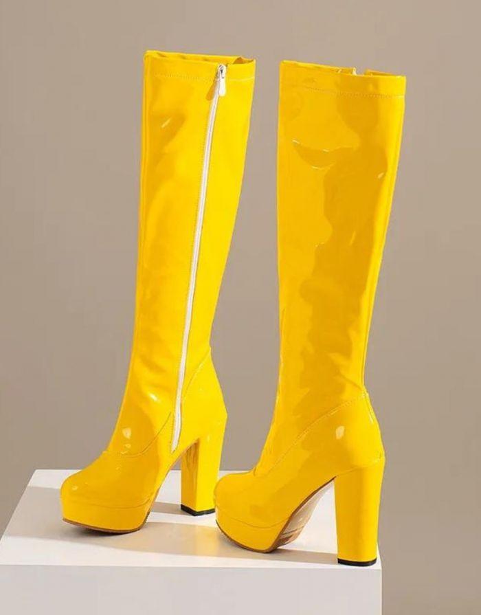 Bota Feminina Amarela Lady Ziper