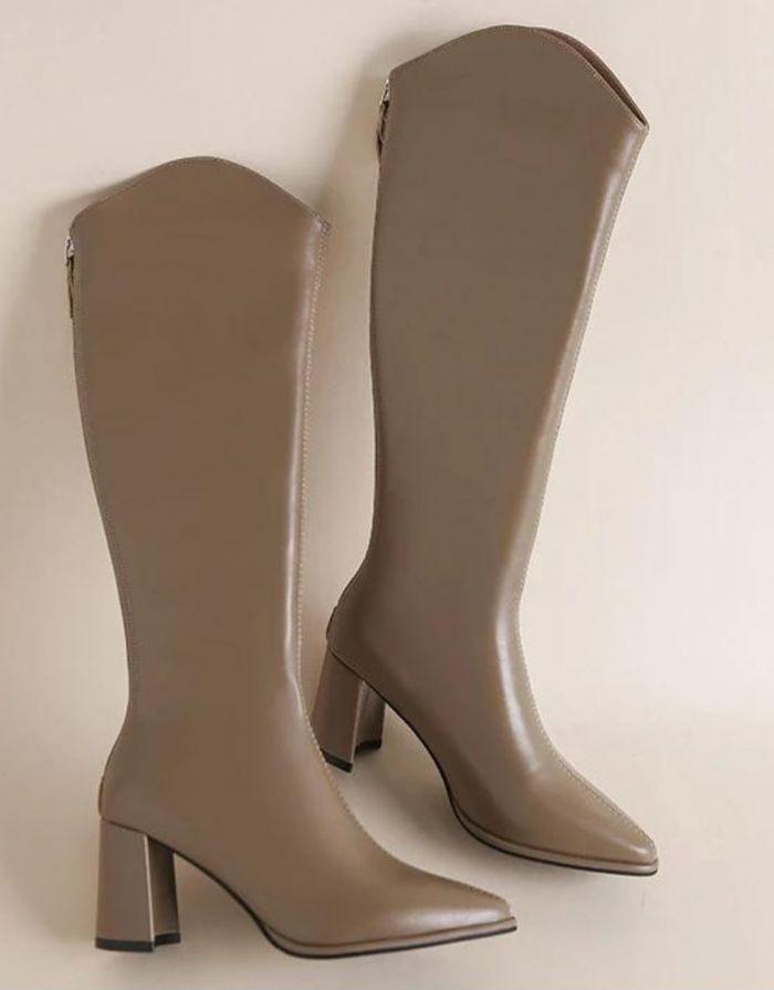 Bota Feminina Bege Escuro Clássica Cano Alto Simple