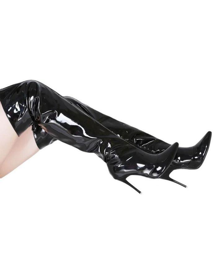 Bota Feminina Preta Espelho Salto Alto