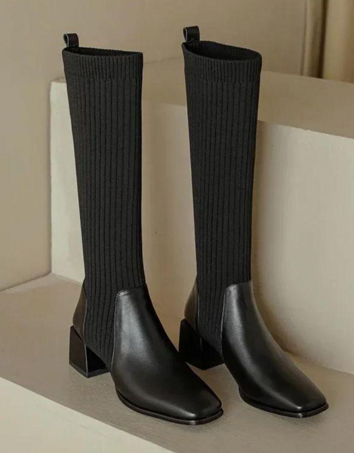 Bota Feminina Preta Meia Cano Longo