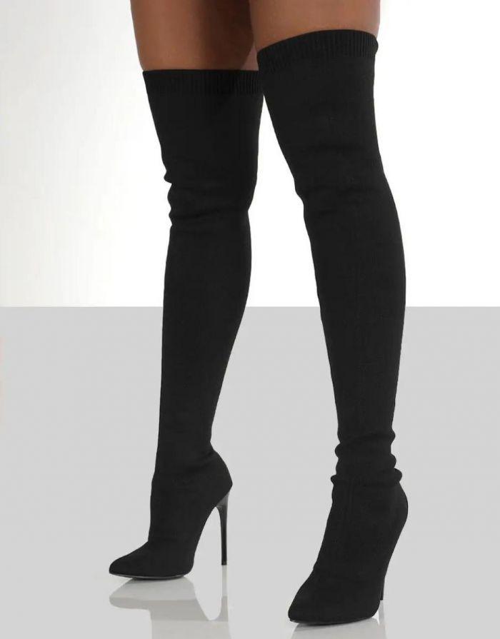 Bota Feminina Preta Meia Salto Alto