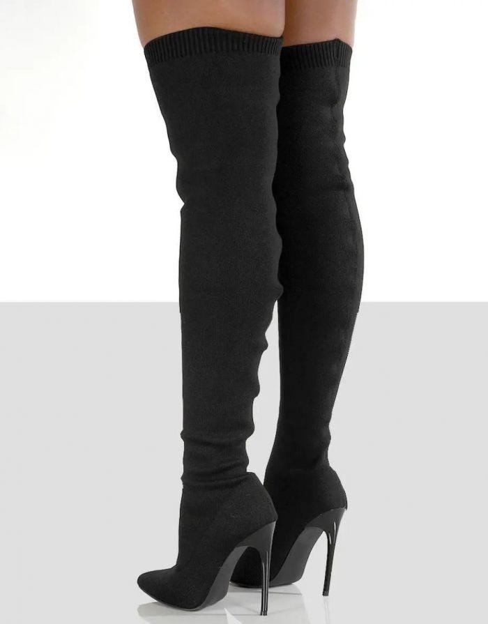 Bota Feminina Preta Meia Salto Alto