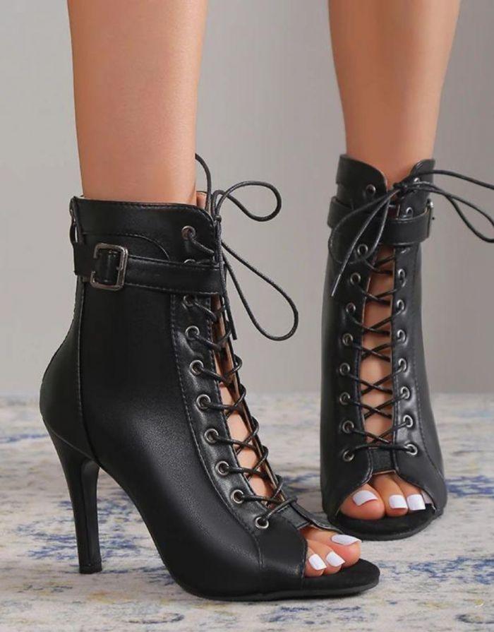 Bota Feminina Preta Open Boot Ballroom
