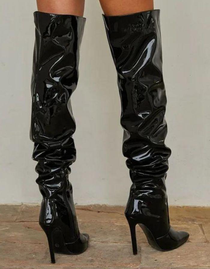 Bota Feminina Preta Slouch Over The Knee