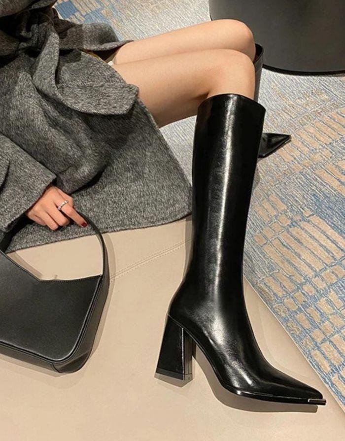 Bota Feminina Preta Zíper Lateral