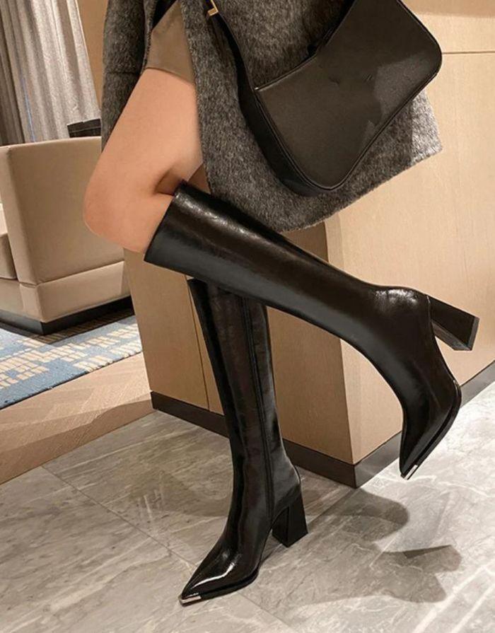 Bota Feminina Preta Zíper Lateral