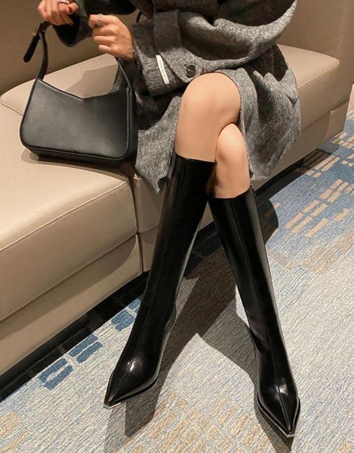 Bota Feminina Preta Zíper Lateral