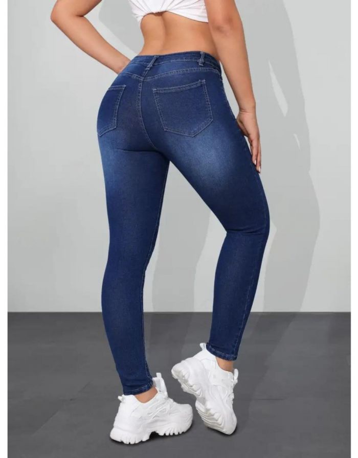 Calça Azul Jeans Feminina Skinny Ajuste Justo