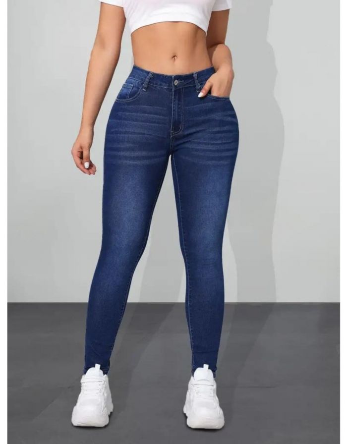 Calça Azul Jeans Feminina Skinny Ajuste Justo