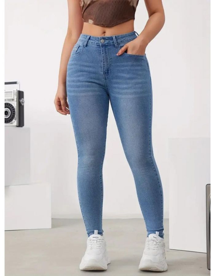 Calça Jeans Azul Claro Feminina Skinny Lavadas