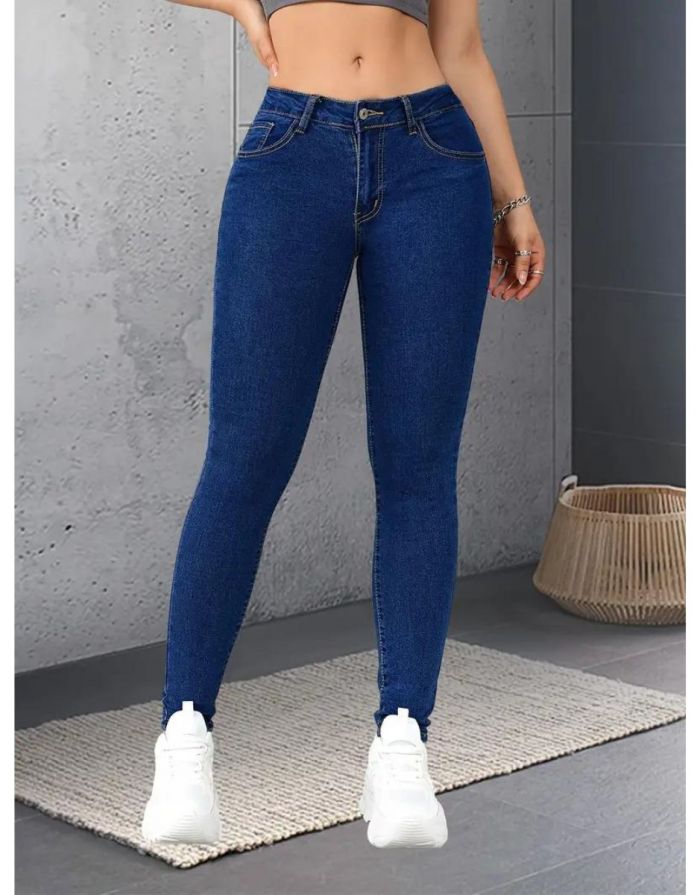 Calça Jeans Azul Feminina Casual Corte Slim