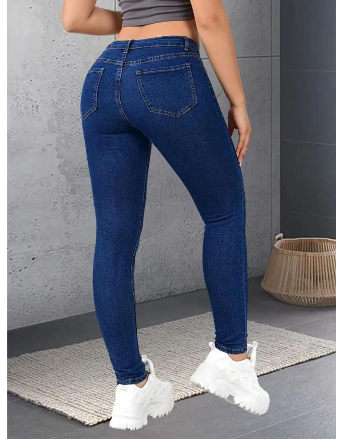 Calça Jeans Azul Feminina Casual Corte Slim
