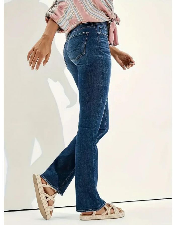 Calça Jeans Azul Feminina de Cintura Alta Retro