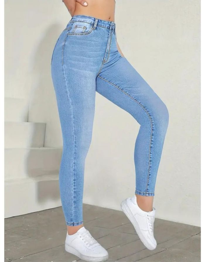Calça Jeans Azul Feminina Skinny De Cintura