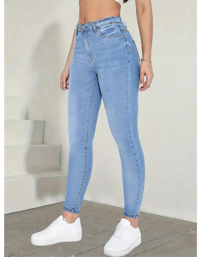 Calça Jeans Azul Feminina Skinny De Cintura