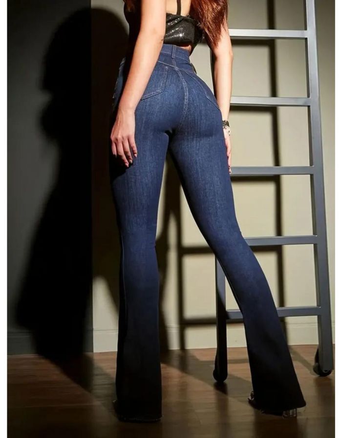 Calça Jeans Azul Marinho Feminina Bootcut