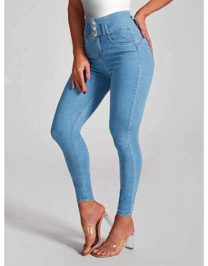 Calça Jeans Feminina Skinny de Cintura Alta