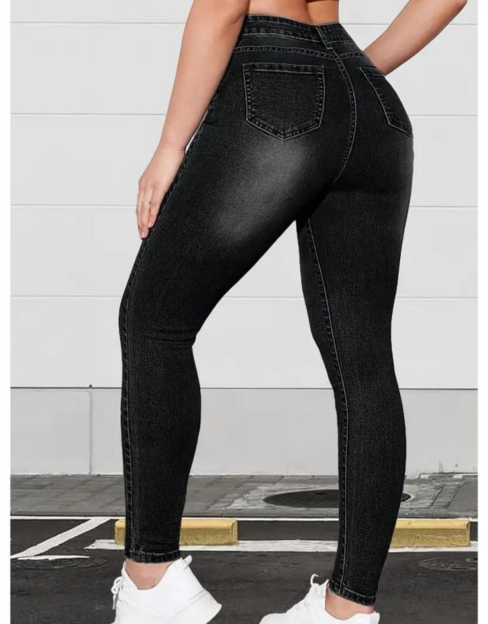 Calça Jeans Preta Feminina Ganga Skinny de Cintura Alta