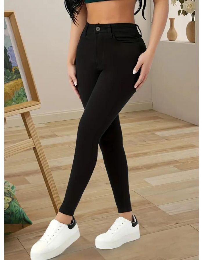 Calça Preta Jeans Feminina Skinny Versátel Slim Fit