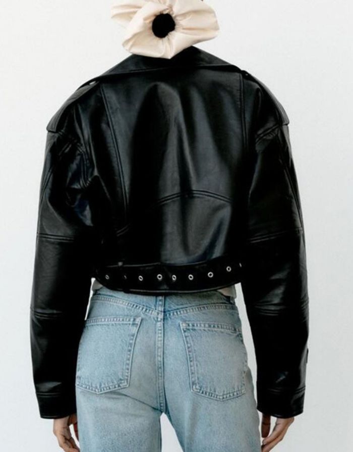 Jaqueta Preta Feminina De Couro Perfect Retro
