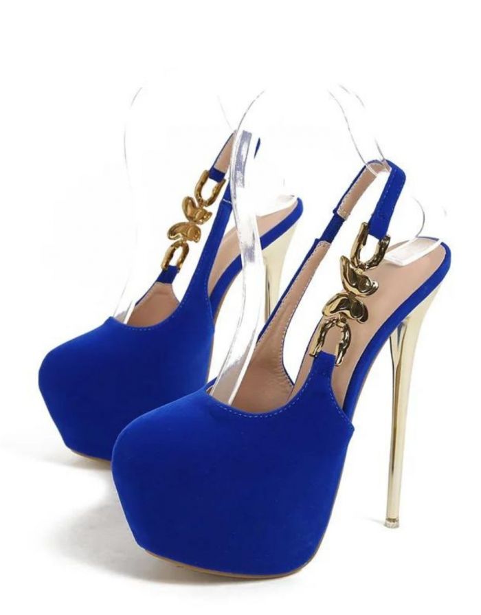 Sapato Feminino Azul Borboleta de Metal