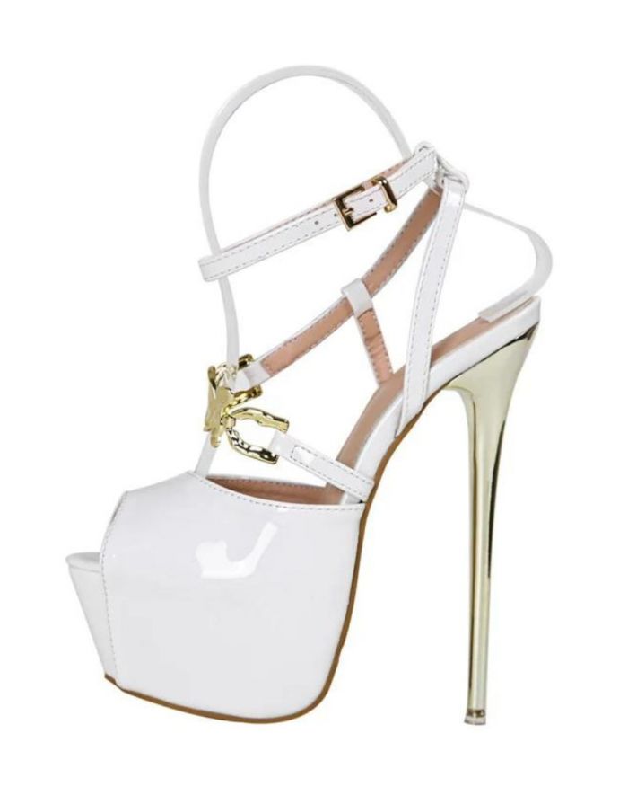 Sapato Feminino Branco Peep Toe Alça Borboleta
