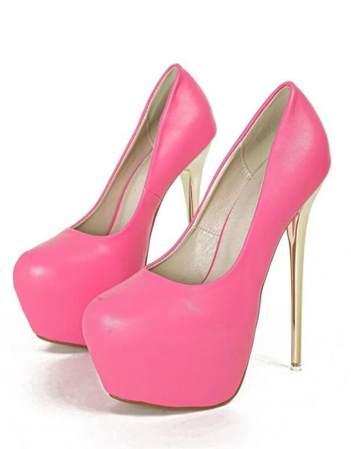 Sapato Feminino Pink Metal Salto Alto