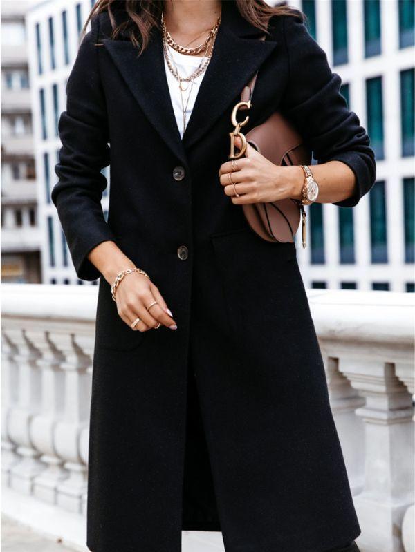 Sobretudo Feminino Preto Longo Angelis