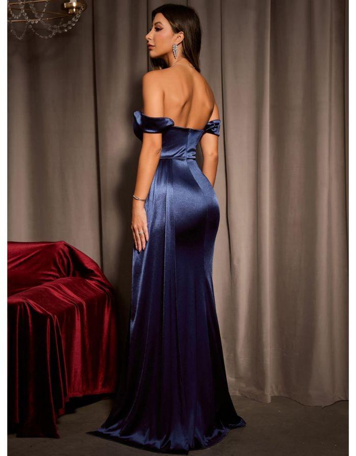 Vestido Azul Longo Raglan Glamour