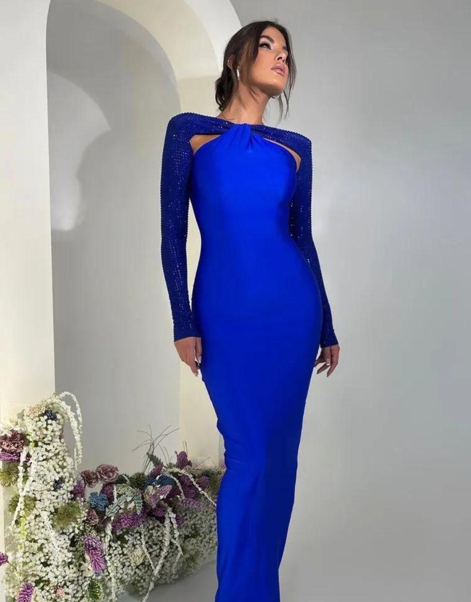 Vestido Azul Maxi New Brilhante