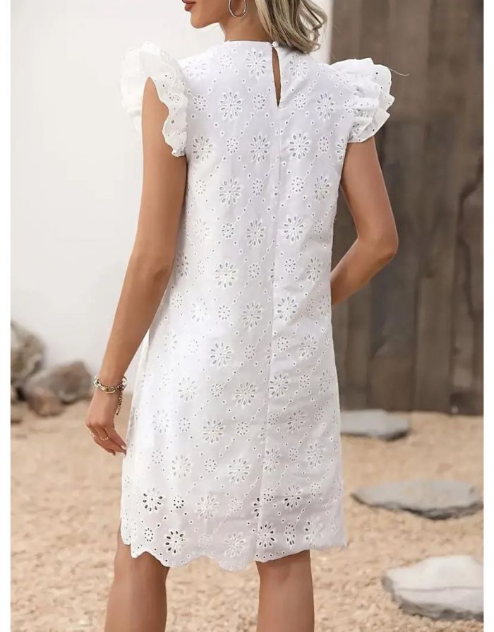 Vestido Branco Babado na Manga