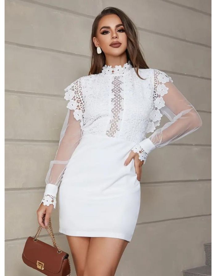 Vestido Branco Bodycon de Renda