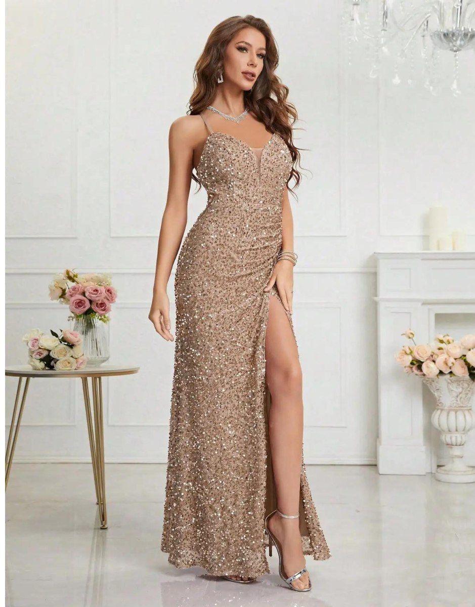 Vestido Champanhe Longo Louise