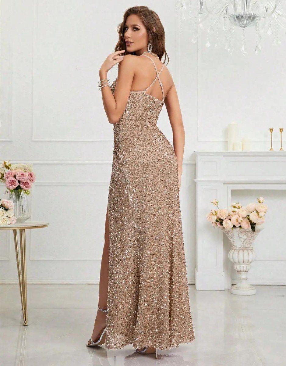 Vestido Champanhe Longo Louise