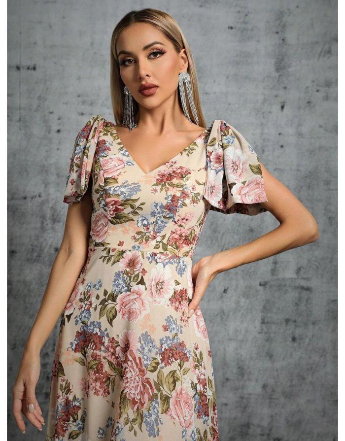 Vestido Duose Longo Chiffon com Arco Impresso