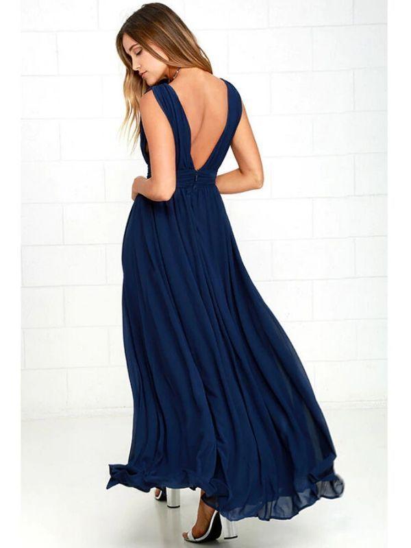 Vestido Longo Azul Marinho Lara