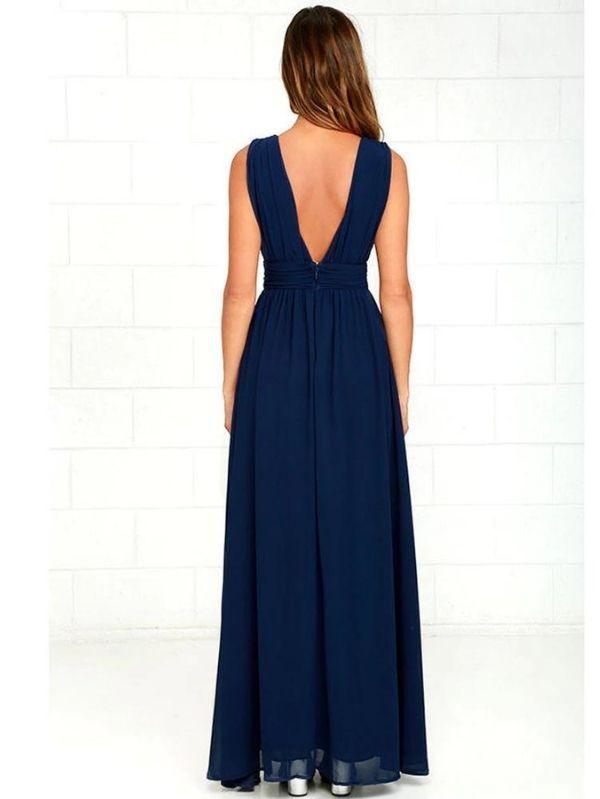 Vestido Longo Azul Marinho Lara