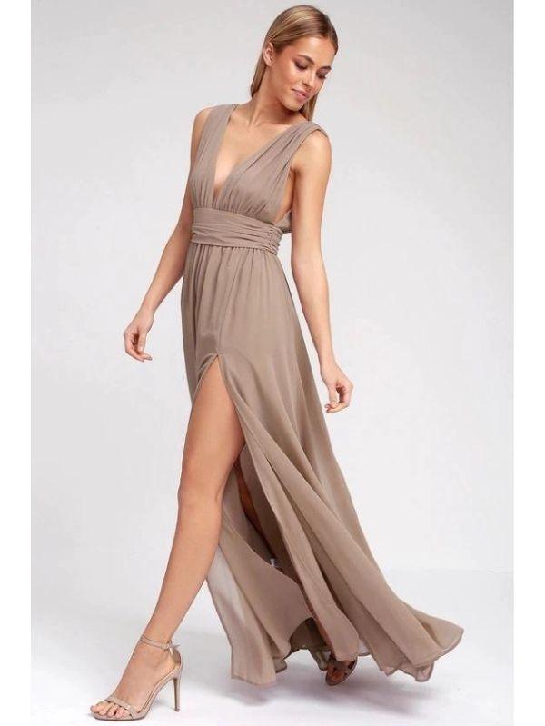 Vestido Longo Cáqui Lara