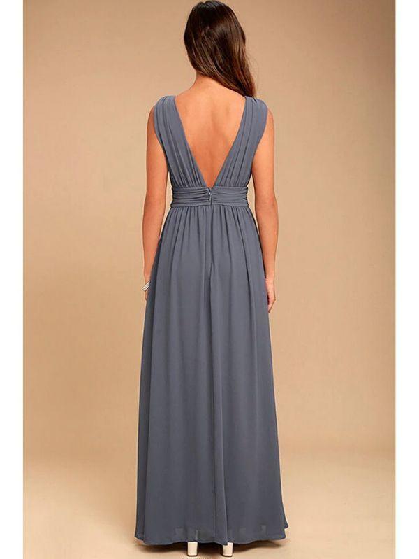 Vestido Longo Cinza Escuro Lara