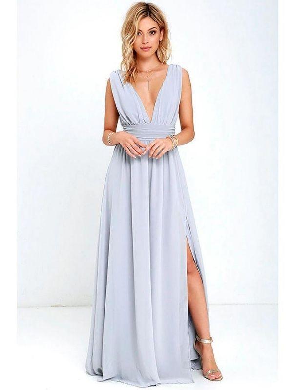 Vestido Longo Cinza Lara