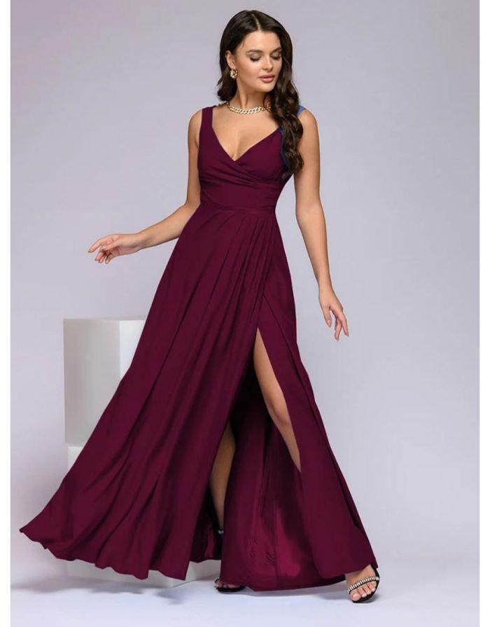 Vestido Longo de Fenda Cintura Alta
