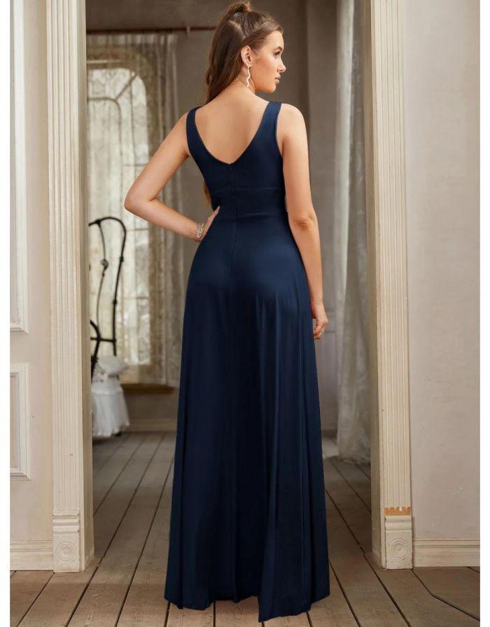 Vestido Longo Decote em V Fenda Madrinha