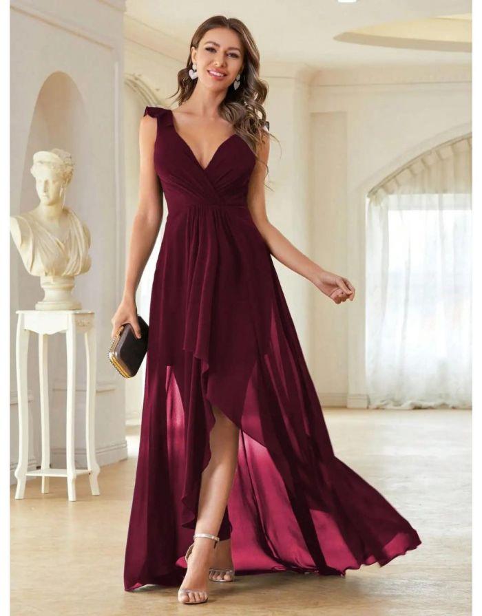 Vestido Longo Decote V Flare